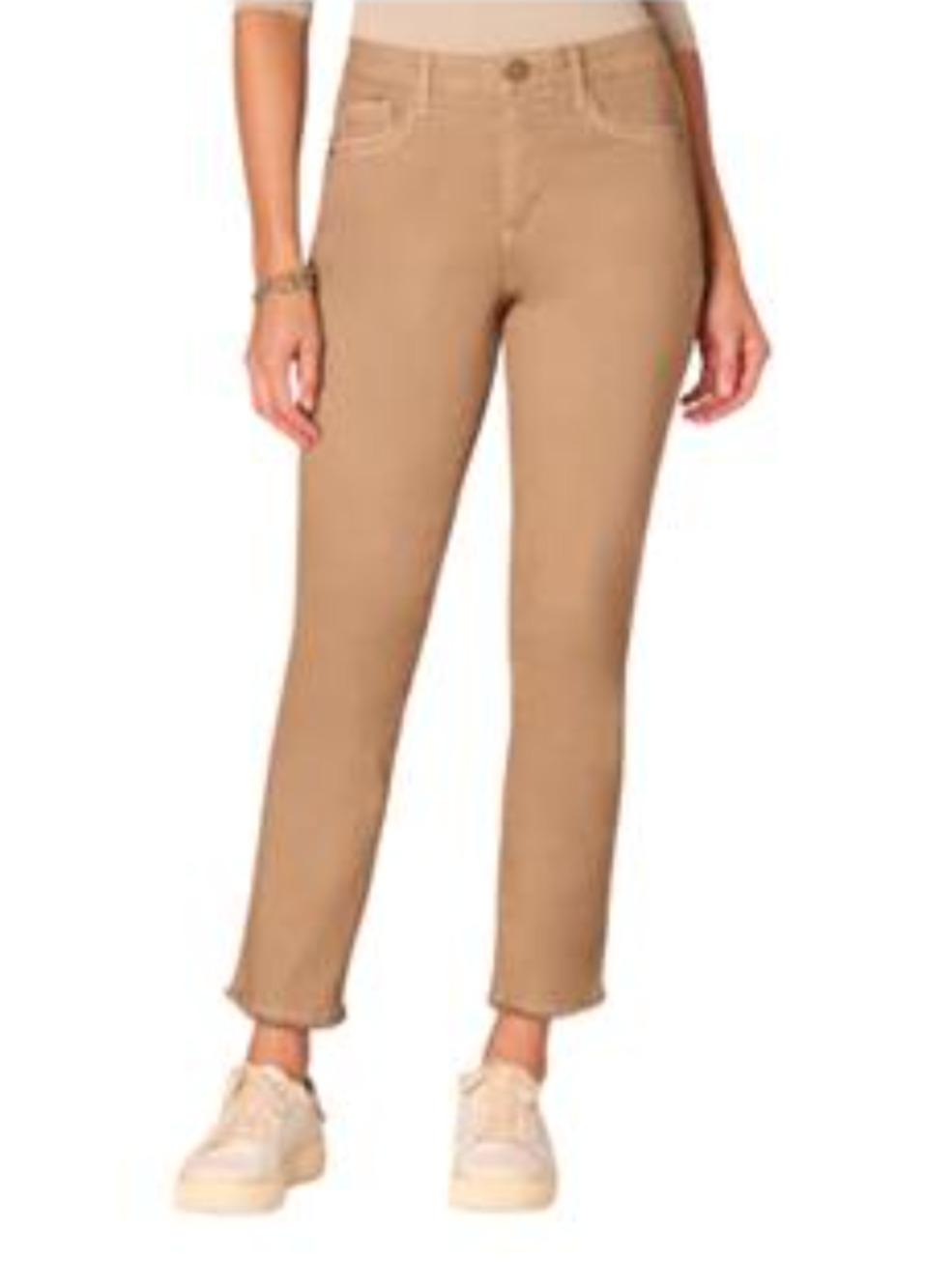 Democracy Absolution tan straight leg jeans raw hem 4 Minimal Figure Flattering